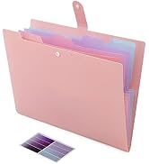 NAFY Colorful Expanding File Folder, 5 Pockets Folder with Colored Labels Portable Weave Pattern ...