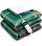 Electric Blanket Heated Throw, Soft Flannel 50"x60" Plaid Heating Blanket with 8 Hours Auto Off 1...