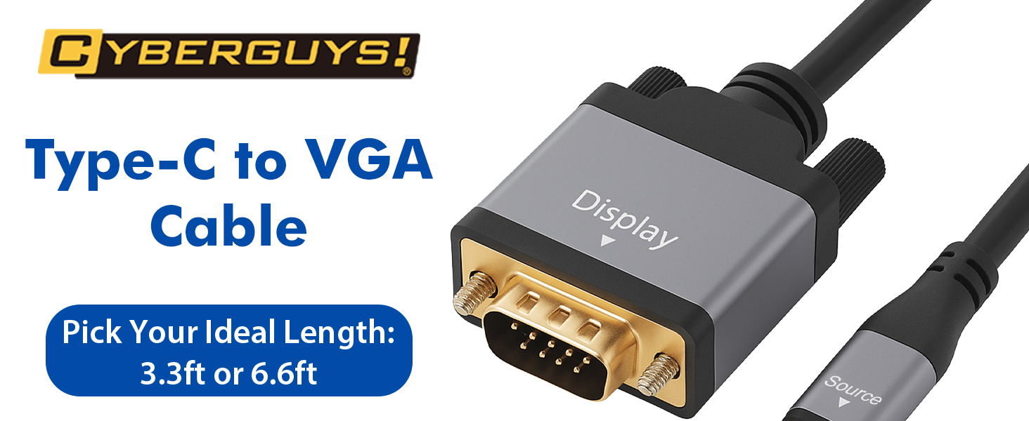 Type C to VGA PVC Cable