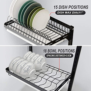 stainless steel wall-mounted dish drying rack