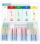 YNZDRWA 200PCS Solder Seal Wire Connectors Kit, Upgraded Heat Shrink Butt Wire Connectors, Waterp...