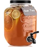 1 Gallon Drink Dispenser with Spigot 18/8 Stainless Steel – Airtight &amp; Leakproof Glass Sun Tea Ja...
