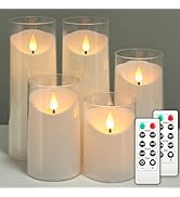 NURADA Flameless Candles: Acrylic LED Pillar Candles Battery Operated with Remote and Timer Candl...
