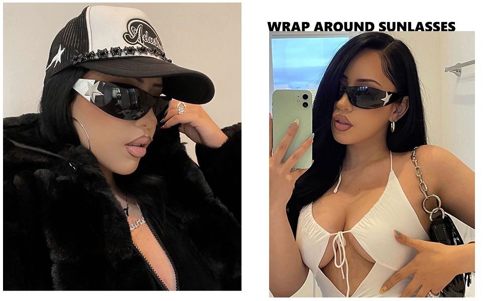 wrap around sunglasses for women men rimless frameless oversized sunglasses