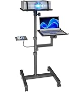 Projector and Laptop Stand Tripod, 2 Shelves Mobile Projector Tripod Stand, Max 47"Height Adjusta...
