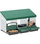 MoNiBloom Chicken Nesting Boxes, 3 Hole Metal Nesting Boxes for Laying Eggs, Laying Boxes for Hen...