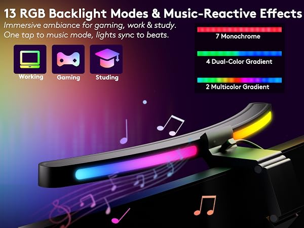 13 RGB Presets + 10 Music Sync Modes—23 RGB Effects Total