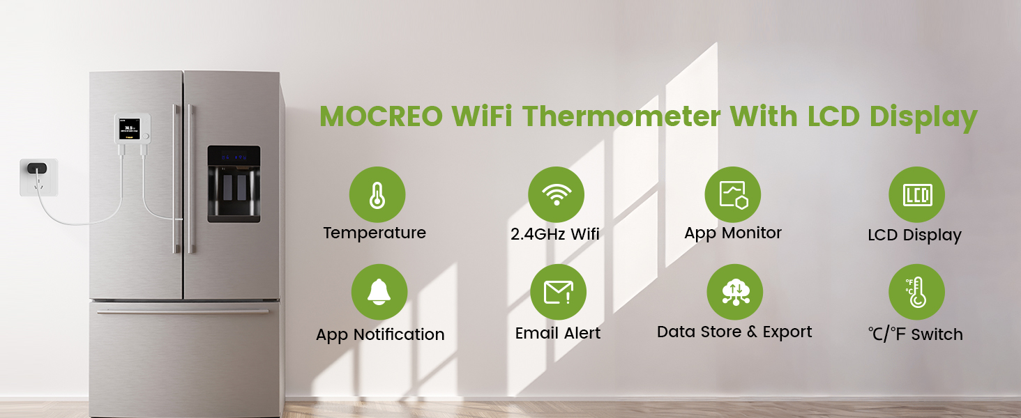 MOCREO WiFi Thermometer With LCD DIspaly