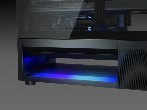 An unobtrusive internal ARGB light strip illuminates the central vent with modern flair.