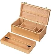 MEEDEN Sturdy Wood Tool Box: Beechwood Portable Art Supply Organizer - Large Artist Storage Box