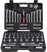 161 Piece MECHMAX Mechanic Tool Socket Set 1/2, 3/8 and 1/4 inch Drive SAE &amp; Metric Size with Too...