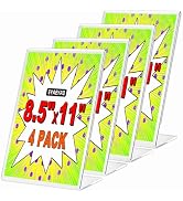 Eyaeyao Acrylic Sign Holder 8.5 X 11 Inches, 4 Pack Acrylic Sign, Acrylic's Paper Holder, 8.5x11 ...