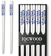 IQCWOOD Porcelain Chopsticks, 9.5 Inch Ceramic Reusable Chopstick, 5 Pairs Chinese Chopsticks Gif...