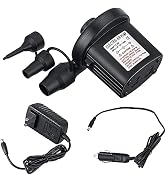 sanipoe Electric Air Pump 110V AC/12V DC 2 Way Quick-Fill Air Beds Pump Attachments with 3 Nozzle...