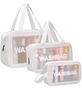 DAPOWER Travel Toiletry Bag for Women and Men, Matte Translucent Shower Bag with Handy Handle, Ma...