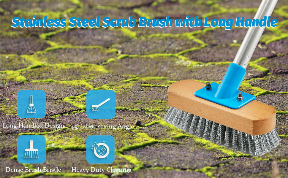 deck brush with long handle