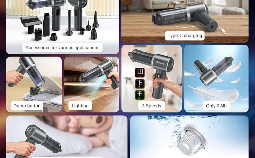 wudoo 5-in-1 Car Vacuum Cleaner