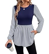 WIHOLL Women's Long Sleeve Tunic Tops Crew Neck Babydoll Peplum Blouses Fall Fashion 2026