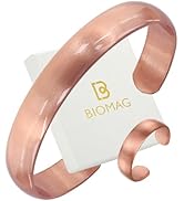 BioMag Pure Copper Bracelet &amp; Ring for Women Men, 99.99% Solid Handmade Copper Cuff Bangle, Adjus...