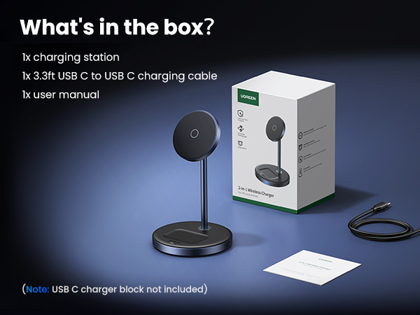 1* wireless charger with usb-c to usb-c cable