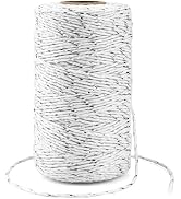 G2PLUS Silver White String - 2MM 328ft Bakers Twine for Gift Wrapping, White Cotton and Silver St...