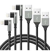 90 Degree iPhone Charger 6FT, [Apple MFi Certified] 3Pack Fast Charging Cables Cord,6Feet Right A...