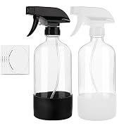 hmaimas Glass Spray Bottles for Cleaning Solutions, 16oz Reusable Clear Empty Mist Spray Bottle w...
