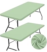 homing 2 Pack Rectangle Table Cloth, Elastic Fitted Fabric Tablecloth Fits for 6 Foot Folding Tab...
