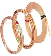 BENECREAT 59Ft 26 Gauge Flat Pure Copper Wire, 1/1.5/2.5mm Wide Flat Craft Wire Tarnish Resistant...