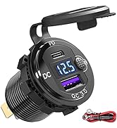 12V USB Outlet - Qidoe Aluminum 12V USB C Car Socket PD Type C 20W & QC 3.0 18W Car USB Port with...