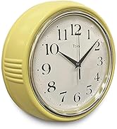 Lily's Home Retro Wall Clock, 9.5 Inch Vintage Design, Silent Non-Ticking Quartz Movement, Batter...