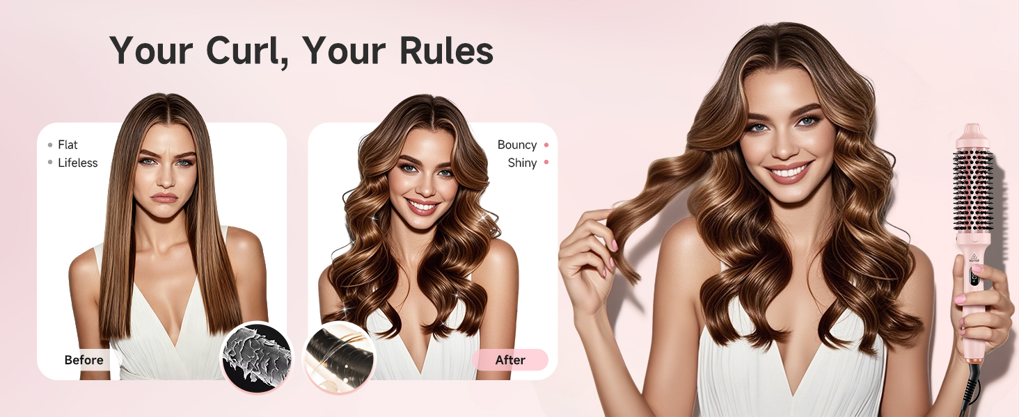 Before VS after: transforming flat, lifeless hair into bouncy, shiny curls with the thermal brush