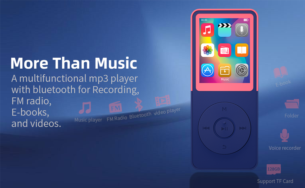 Multifunctional MP3 Player with fm radio Recording E-books Images Videos Calendar Alarm Stopwatch