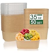 50 Pack 35oz Paper Food Containers with Lids