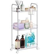 Rolling carts with Wheels 3 Tier Acrylic Rolling cart Utility cart on Wheels, Mobile Shelving Uni...