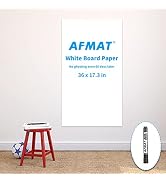 AFMAT WS40 Whiteboard Sticker, 17.3" x 36" Dry Erase Wallpaper, Peel and Stick White Board for Wa...