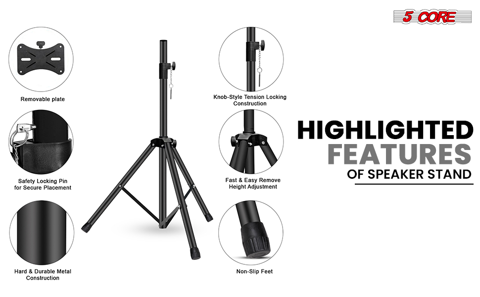 PA Speaker Stands, Professional Heavy-Duty Tripod, Universal PA DJ Tripod Speaker Stand