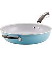 Farberware EcoAdvantage Ceramic Nonstick Deep Frying Pan/Skillet with Helper Handle, 12.5 Inch, Aqua