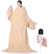 Wearable Electric Blanket with Foot Pocket and Sleeves, Heating Throw Blanket, 6 Heating Levels &amp;...