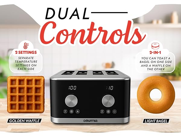 Toast Waffles and Bagles, Dual Control Toaster 