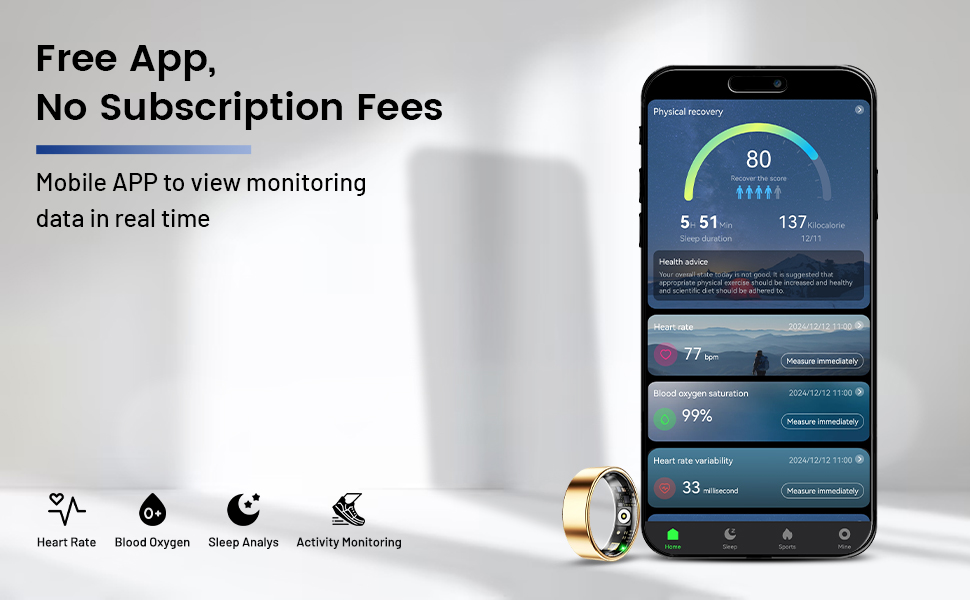 Smart Ring Health Tracker, Smart Ring for Women &amp;amp; Men