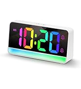 ALANAS Large RGB Digital Alarm Clock for Bedrooms,7" Big Display Color Changing Mood Lights, Dual...