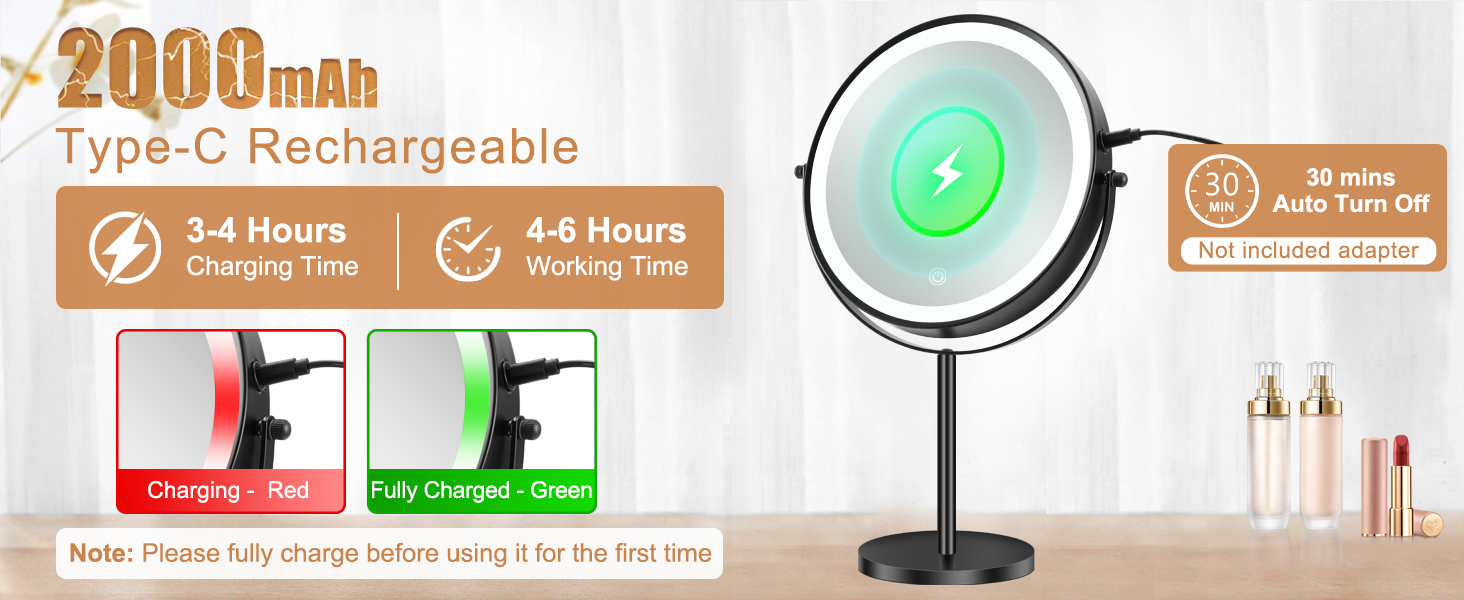 rechargeable makeup mirror with lights
