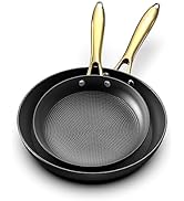 imarku Non Stick Frying Pans, Professional Cast Iron Skillets 2 Pcs - 8 Inch &amp; 10 Inch Frying Pan...