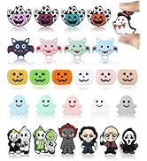 FIVEIZERO Halloween Silicone Beads - 26Pcs Pumpkin Spooky Focal Beads for Jewelry Making, Keychai...