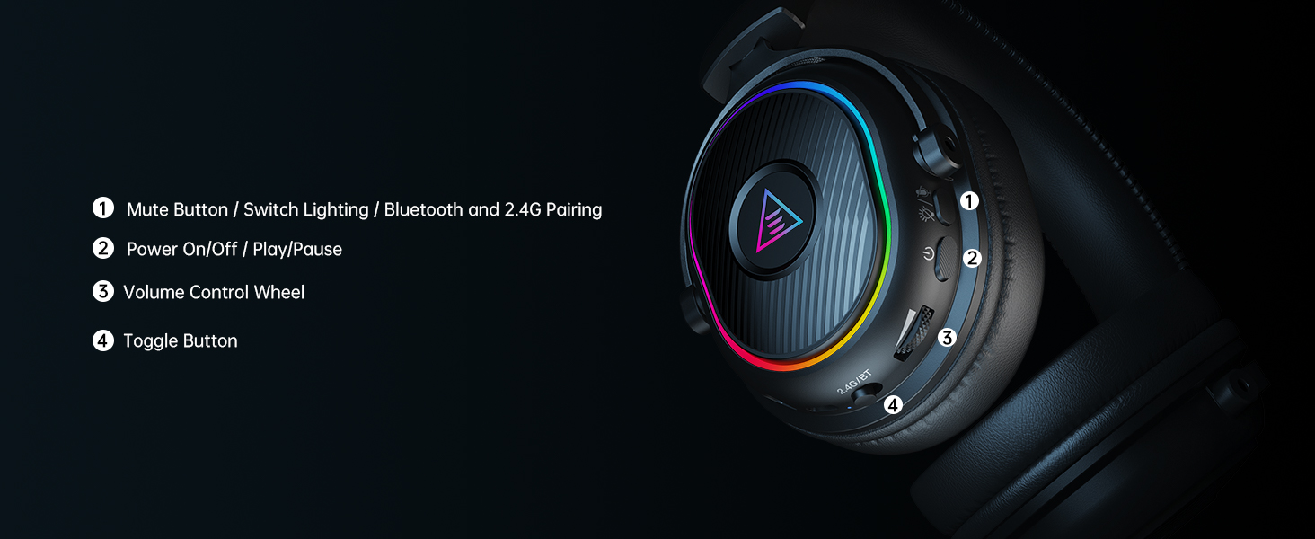 over the ear headphones Button Controls