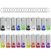 Flash Drives 16GB 20 Pack with Keychains, Wooolken Swivel USB 2.0 Thumb Drives Bulk USB Drive Mem...
