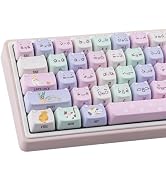 TYRIXKI PBT Keycaps,128 Keys Cute Macaron Cat Keycaps Set | Dye Sublimation Mao Profile Cat Shape...