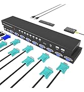 KVM Switch VGA - VGA KVM Switch 8 Port,USB Switcher 8 Computers Share 1 Monitor &amp; 4 USB 2.0 Hubs,...
