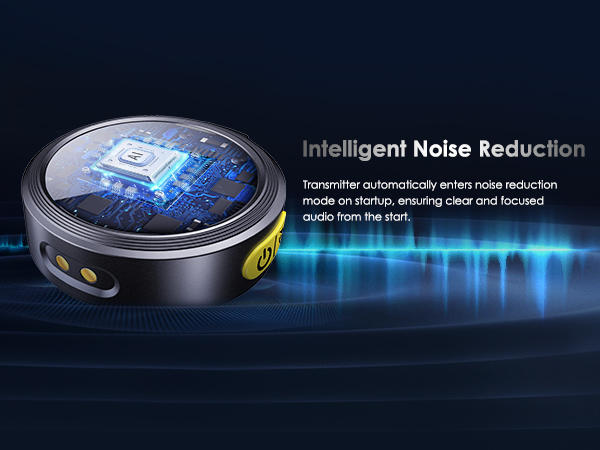 Wireless microphone with intelligent noise reduction for clear and focused audio.
